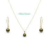 18K Gold Filled Multi-Color Pearl Necklace & Drop Earrings Set – 12mm High-Luster Pearl with 60cm Cable Link Chain in 7 Vibrant Shades