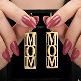 18K Gold Filled "MOM" Script Hoop Earrings – 50mm Bold Statement Drop Earrings for Women