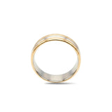 18K Gold Filled Grooved Center Ring – 10mm Dual-Finish Satin Brushed & Polished Edge Band
