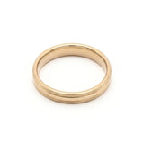 18K Gold Filled Brushed Center Band Ring – 4mm Slim Dual-Finish Satin & Polished Beveled Edge Ring