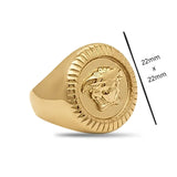 18K Gold Filled Mythic Head Premium Ring – Sculpted High-Relief Figural Statement Signet for Men