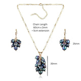 18K Gold Filled Baroque Pearl Set – Dark Iridescent Grape Cluster Pendant Necklace with 60cm Figaro Chain & Matching Drop Earrings