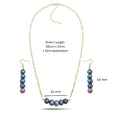 18K Gold Filled Black Baroque Pearl Set – 40mm Statement Organic Pendant Necklace with 60cm Figaro Chain & 40mm Matching Drop Earrings