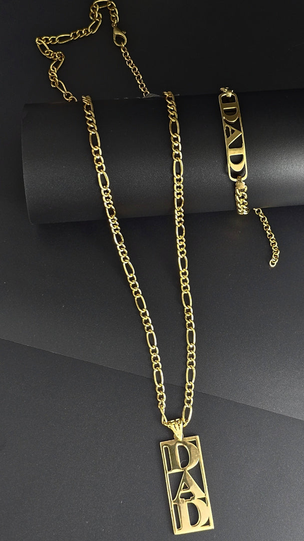 18K Gold Filled Customized Tarnish Proof DAD necklace & Bracelet