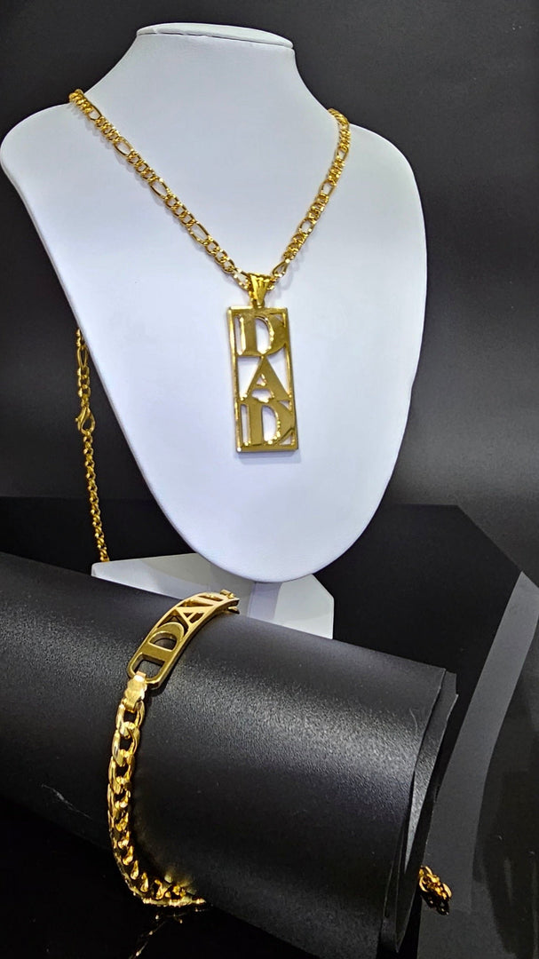 18K Gold Filled Customized Tarnish Proof DAD necklace & Bracelet