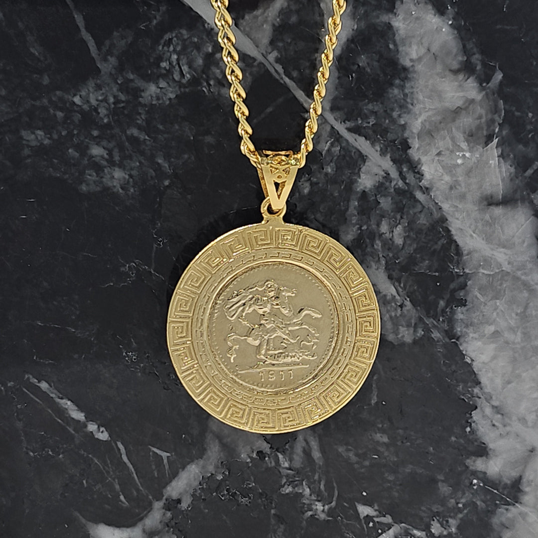 18K Gold Filled Customized Tarnish Proof Full Sovereign Pendant Necklace