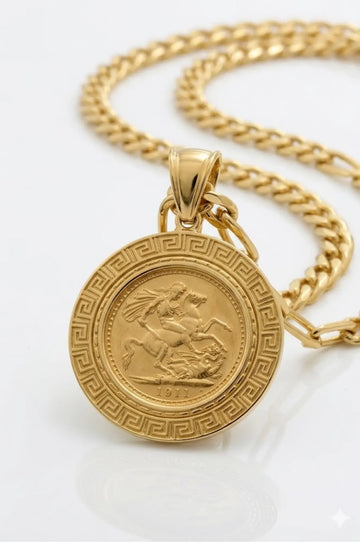 18K Gold Filled Customized  Full Sovereign Pendant Necklace