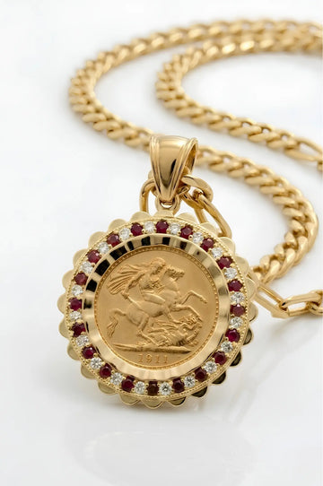 18K Gold Filled  Tarnish Proof Sovereign Pendant Necklace