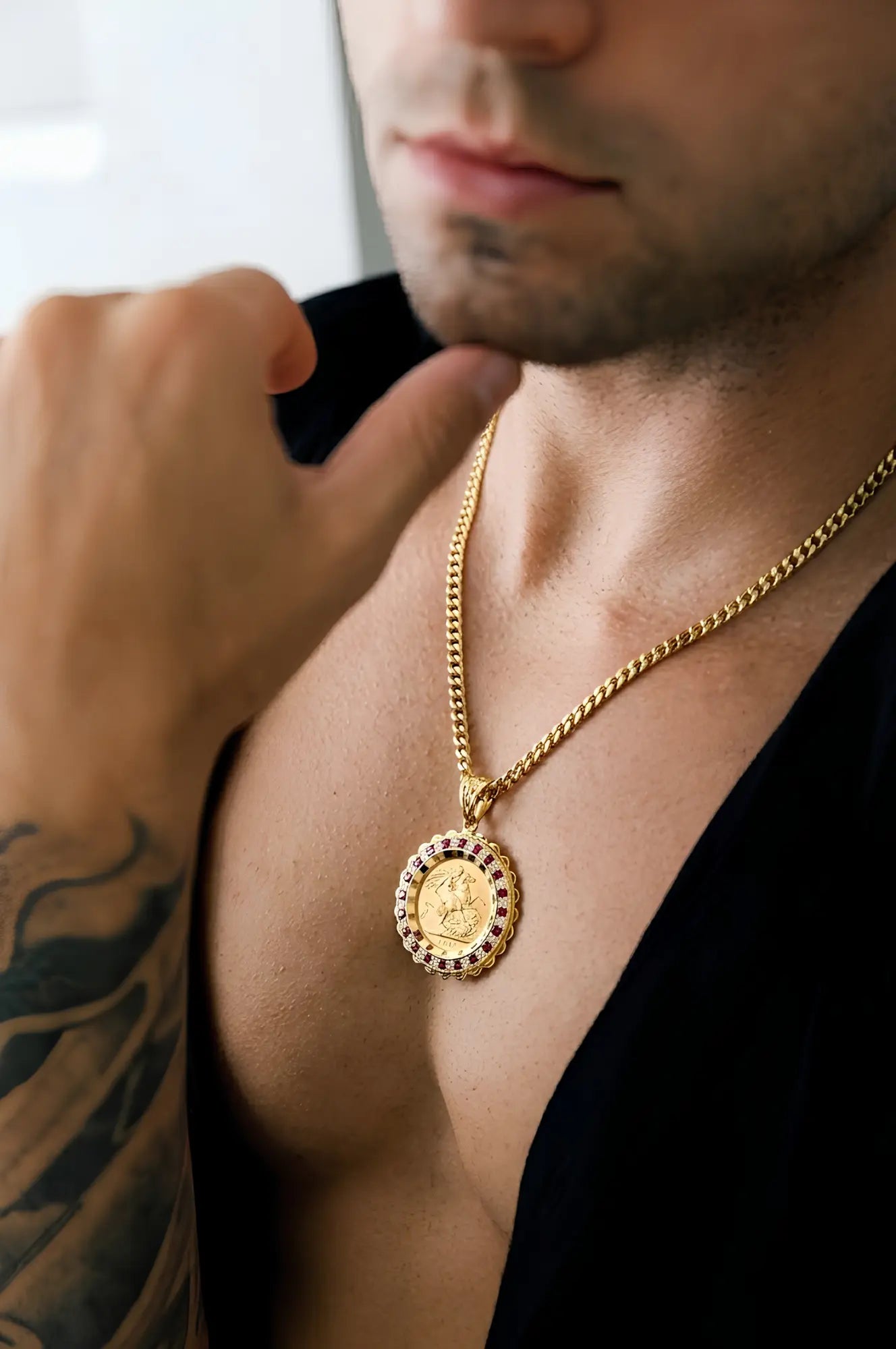 18K Gold Filled  Tarnish Proof Sovereign Pendant Necklace