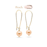 18K Gold Filled Hawaiian Long Wire Drop Earrings with Pink Pearl Accent