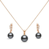 18K Gold Filled Hawaiian Pearl Necklace with Diamond Huggie Earrings Set – 12mm High-Luster Island Pearl on 60cm Chain for Women