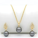 18K Gold Filled Hawaiian Pearl Necklace with Diamond Huggie Earrings Set – 12mm High-Luster Island Pearl on 60cm Chain for Women
