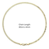 14K Gold Filled 60CM X 4MM Cuban Link Chain Necklace 60cm x 3mm