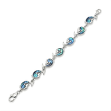 Natural Silver Dolphin Fish Paua Abalone Shell Link Bracelet (19cm) – Ocean-Inspired Coastal Wristwear