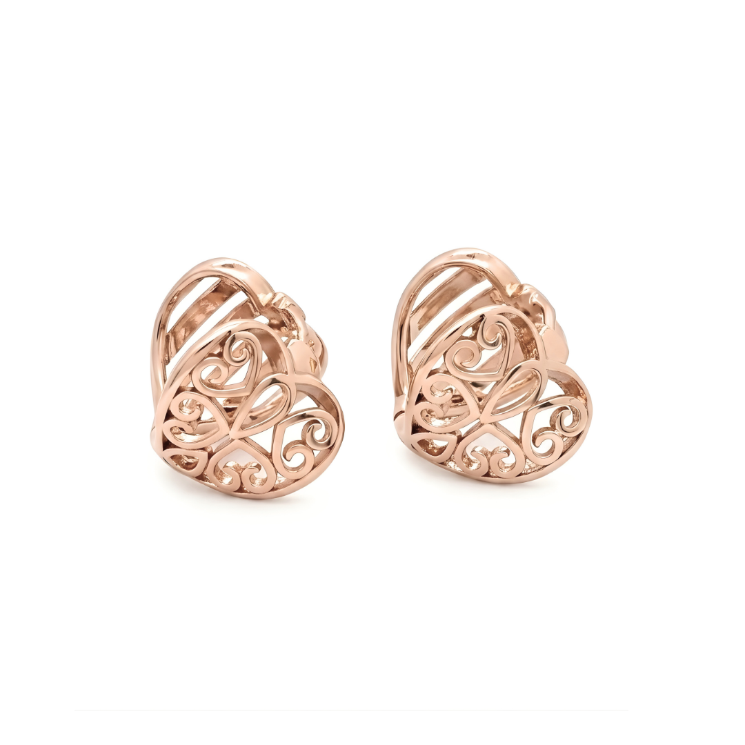 18K Gold Filled Rose Gold Heart Huggie Earrings