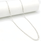 Silver Rhodium Plated Figaro Chain Necklace (60cm x 4mm) – Classic Italian Link Silver Chain for Men & Women