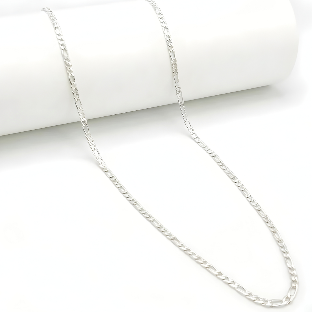 Silver Rhodium Figaro Chain 60cm x 4mm
