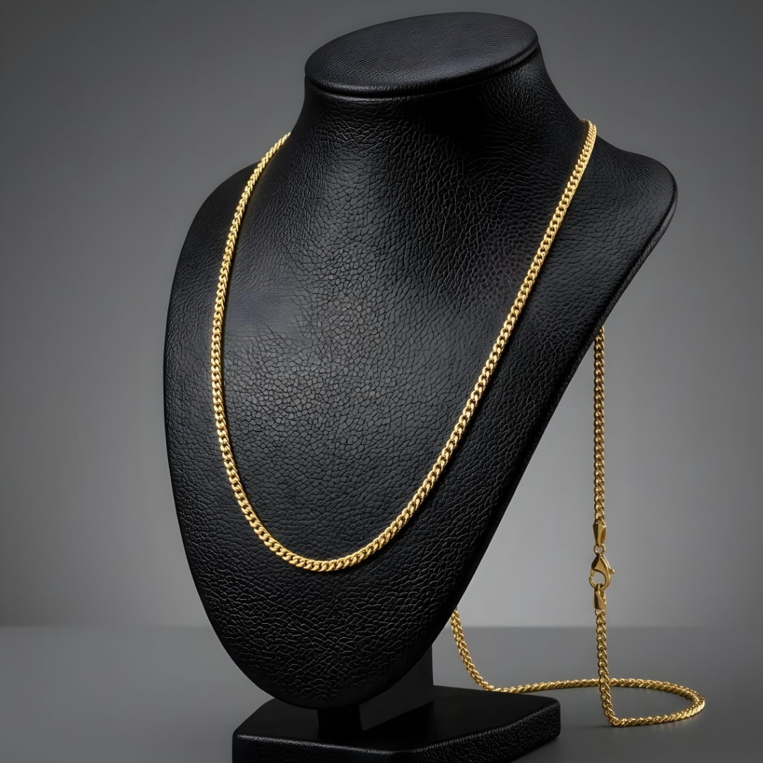 18K Gold Filled Curb Cuban Link Chain Necklace (50cm x 3mm) – Sleek Unisex Everyday Fine Jewelry