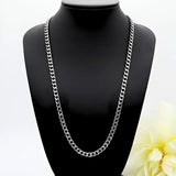 Silver Rhodium Plated Cuban Link Chain Necklace for Men & Women – Tarnish-Resistant Classic Curb Chain
