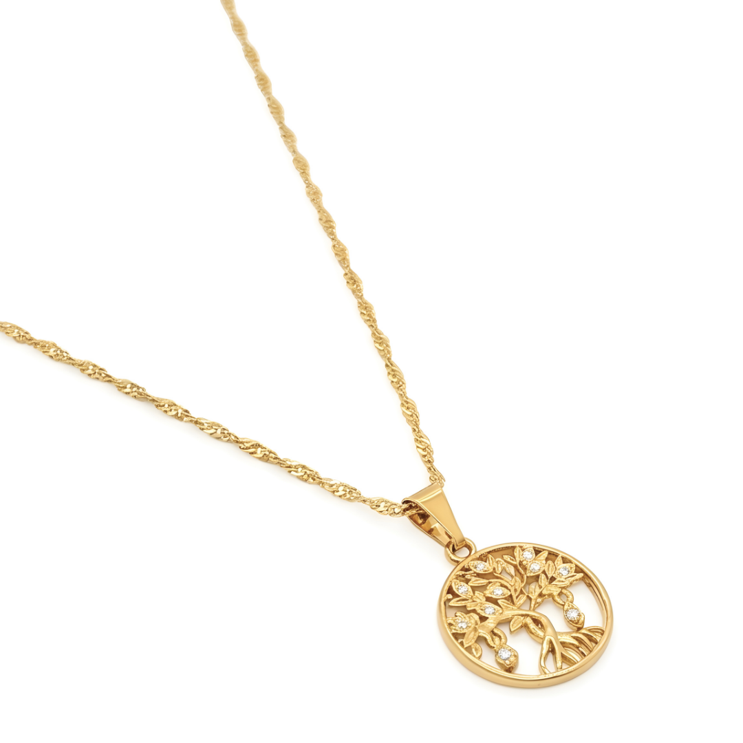 18K Gold Filled Money Tree Pendant Necklace