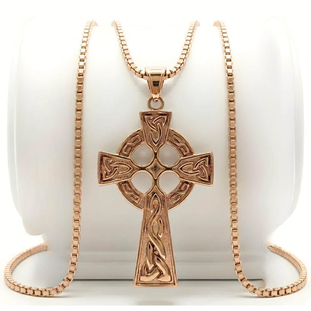 18K Rose Gold Filled Cross Pendant Necklace x 60cm