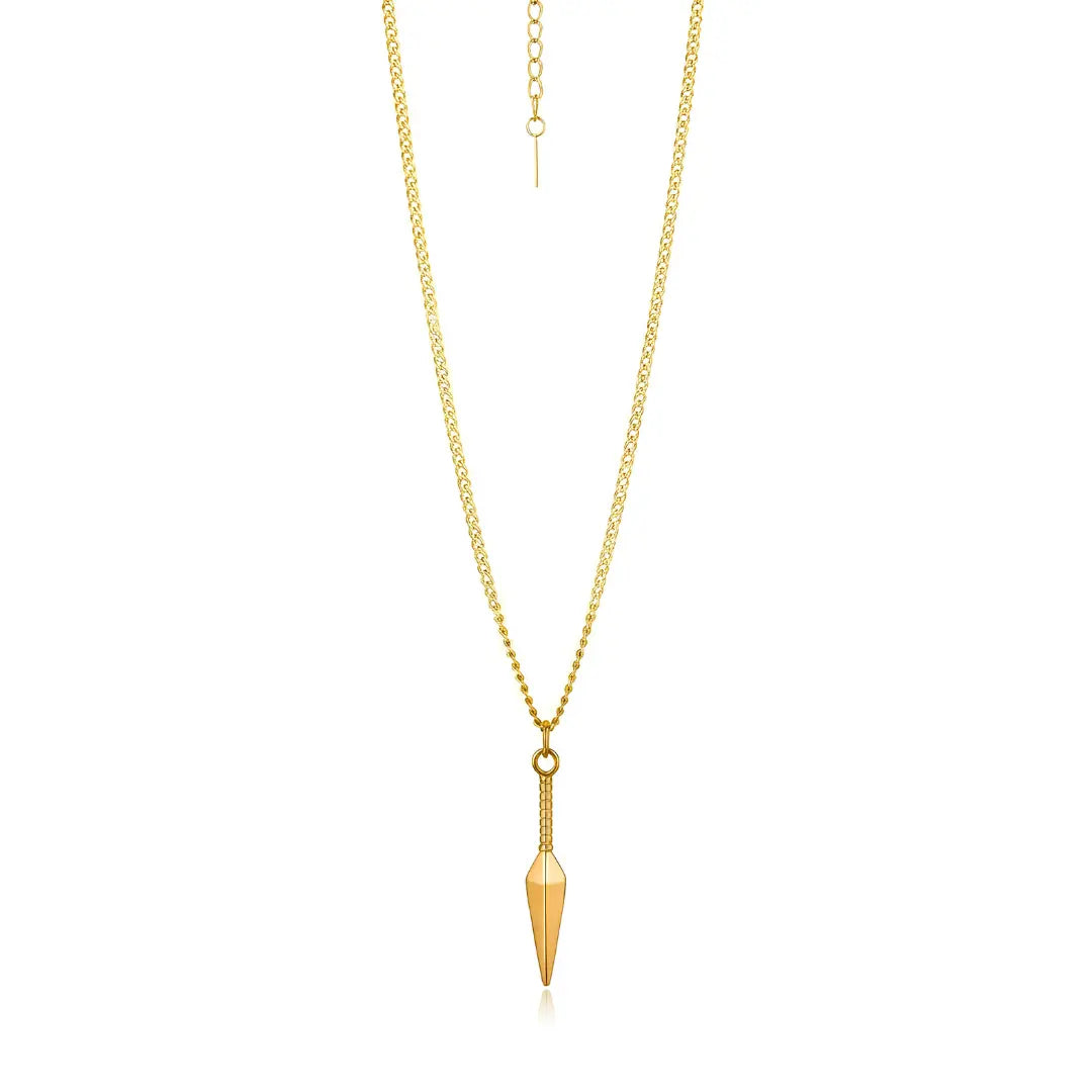 Kunai Pendant Necklace (Gold, Silver & Black Tone) – 60cm + 5cm Extension | Japanese Ninja-Inspired Statement Jewelry