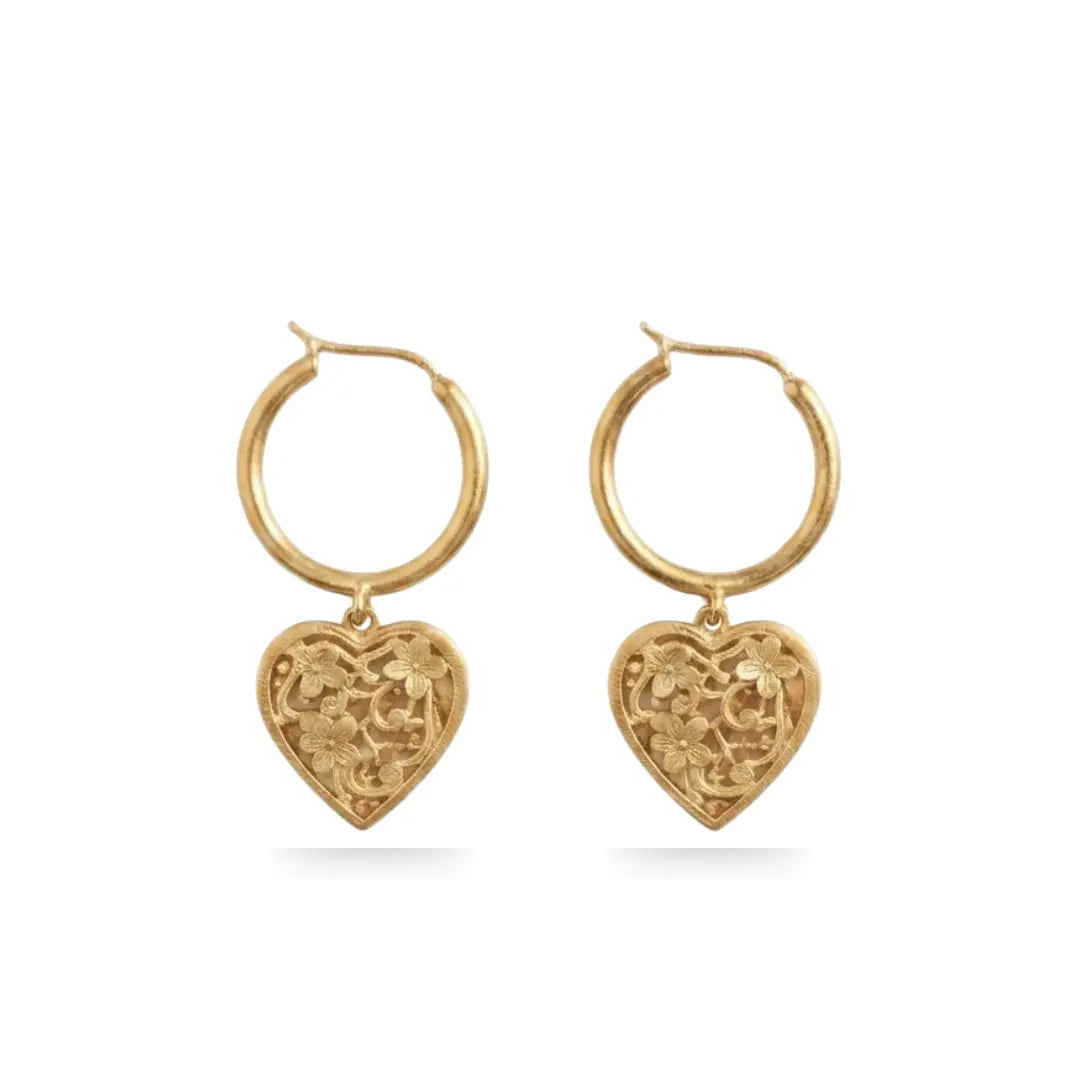 18K Gold Filled Hawaiian Puffed Heart Hoop Earrings (25mm) – Tarnish-Proof Dainty Statement Drops for Women