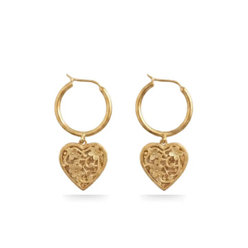 18K Gold Filled Hawaiian Puffed Heart Hoop Earrings (25mm) – Tarnish-Proof Dainty Statement Drops for Women