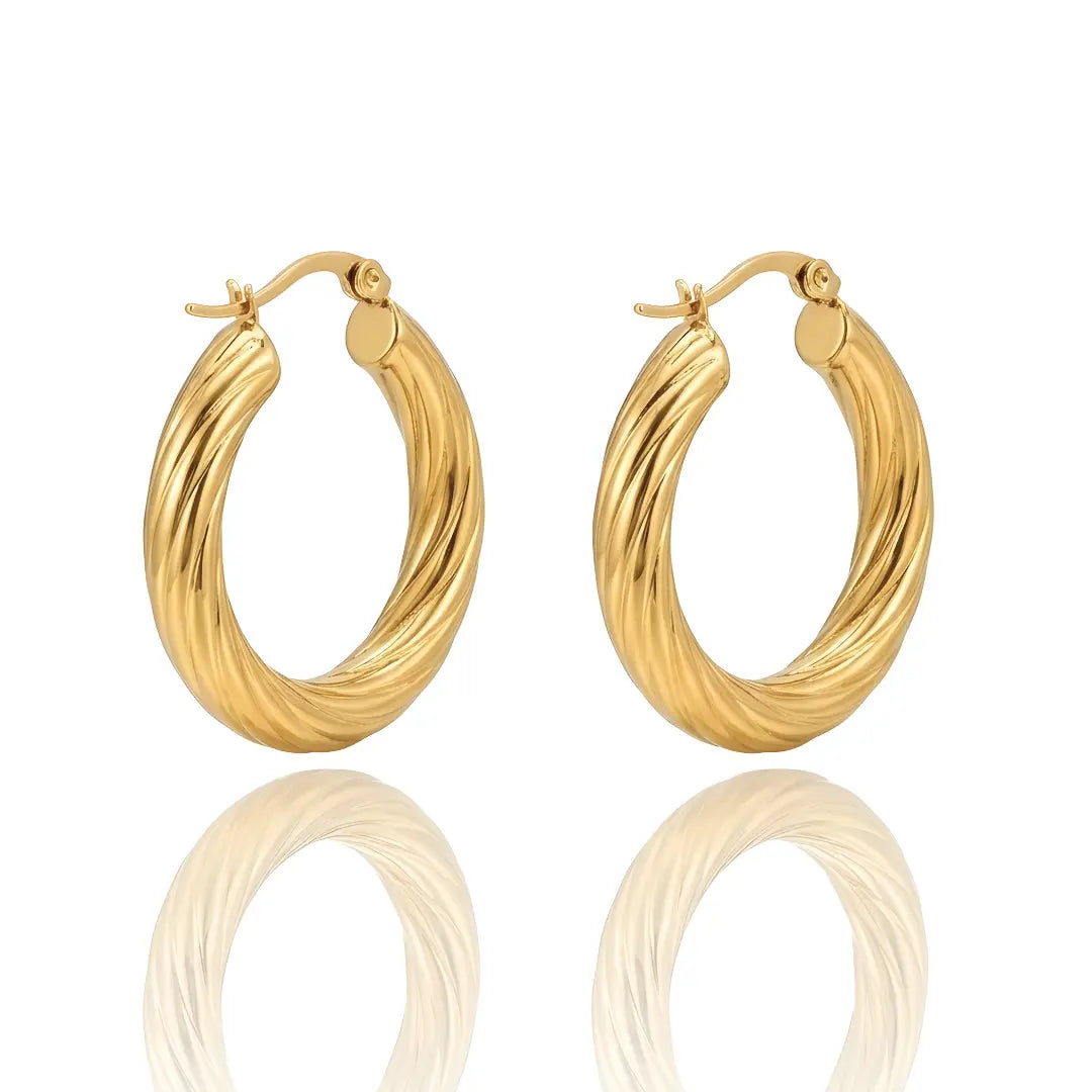 18K Gold Filled Thick Hoop Earrings