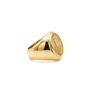 18K Gold Filled Standing Liberty Coin Ring – American Eagle Signet Ring