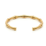 Medium Size 6.5cm Inner Width 18K Gold Filled Bamboo Cuff Bracelet - Tarnish-Proof Open Bangle, , Waterproof Jewelry