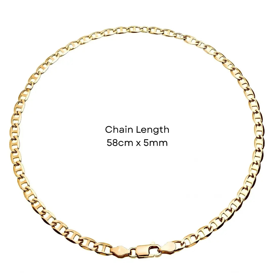 18K Gold Filled Mariner Chain Necklace - 58cm x 5mm