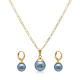 18K Gold Filled Figaro Chain Necklace & Drop Earrings Set – Freshwater Baroque Pearl Jewelry Suite, 60cm + 5cm Extension