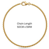 50CM x 5MM 18K Gold Filled Belcher Chain Necklace –  Tarnish-Proof Unisex Gold Chain