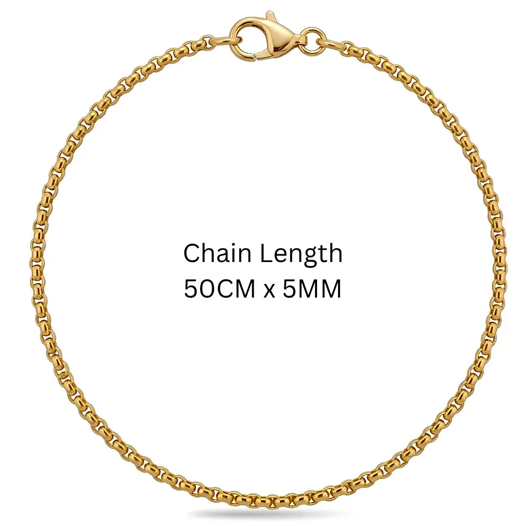 50CM x 5MM 18K Gold Filled Belcher Chain Necklace –  Tarnish-Proof Unisex Gold Chain