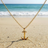 18K Gold Filled Mariner Anchor Pendant Necklace – Nautical Chain for Men & Women