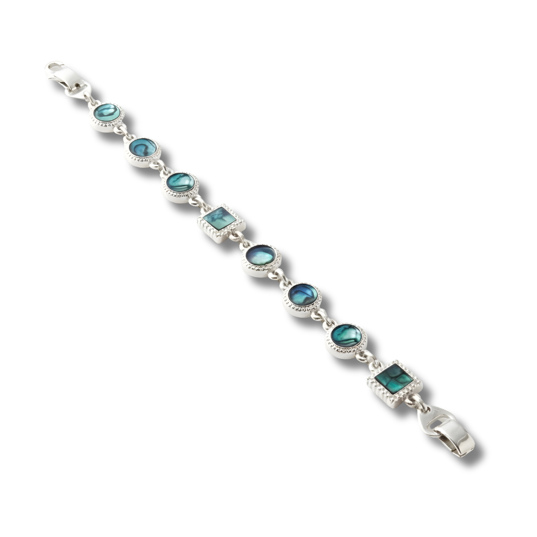 Silver Paua Shell Bracelet – Round & Square Design