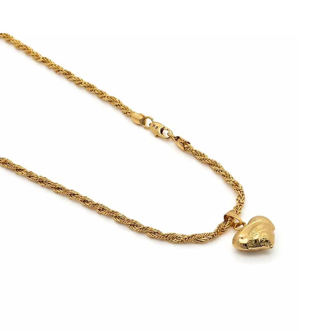 18K Gold Filled Heart Pendant Necklace with 60cm Rope Chain – Tarnish-Proof Luxury Statement Jewelry