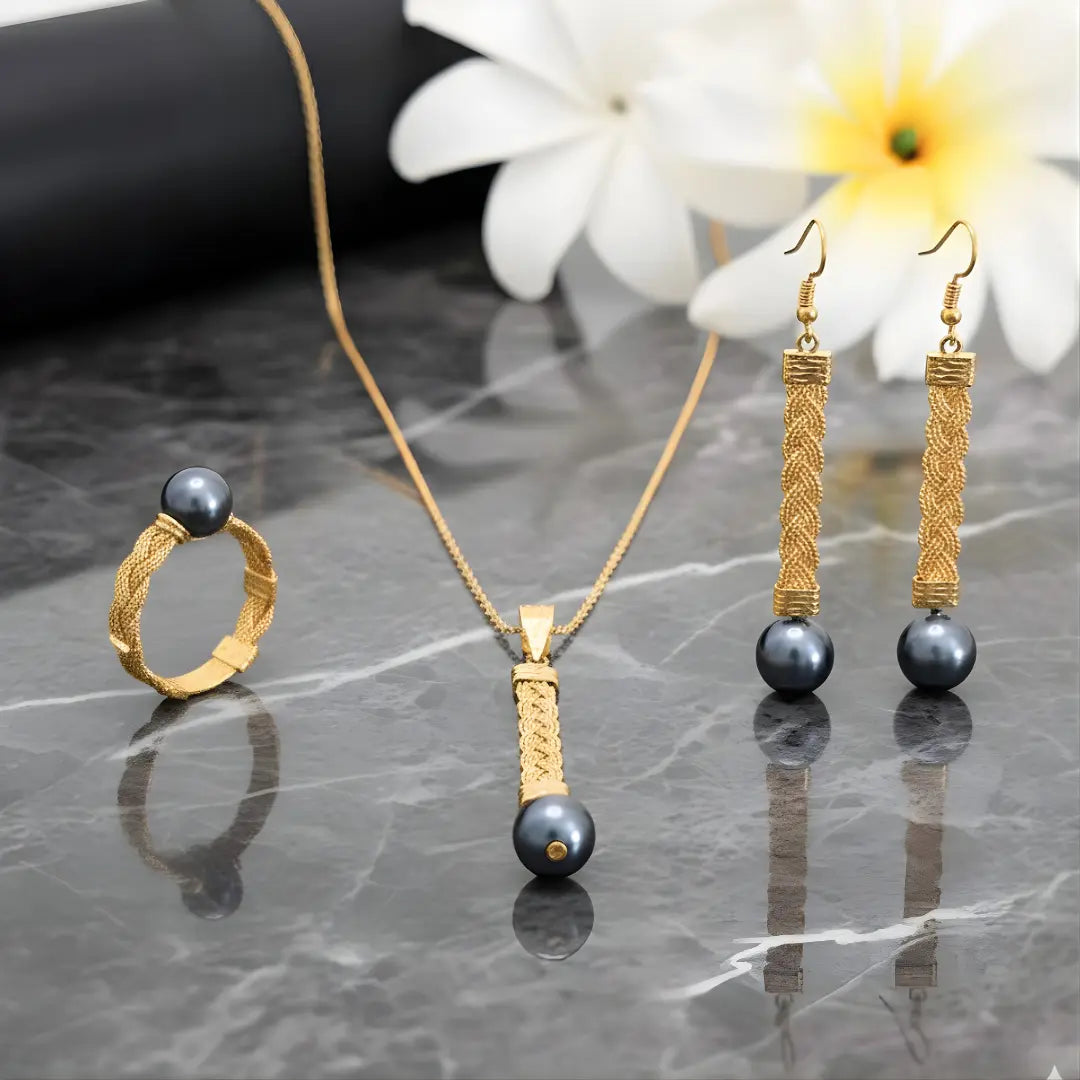 18K Gold Filled Hawaiian Pearl Set with Ring