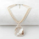 45CM + 5CM Extension Hawaiian Multi-Strand White Shell Beaded Teardrop Mother of Pearl Pendant Necklace