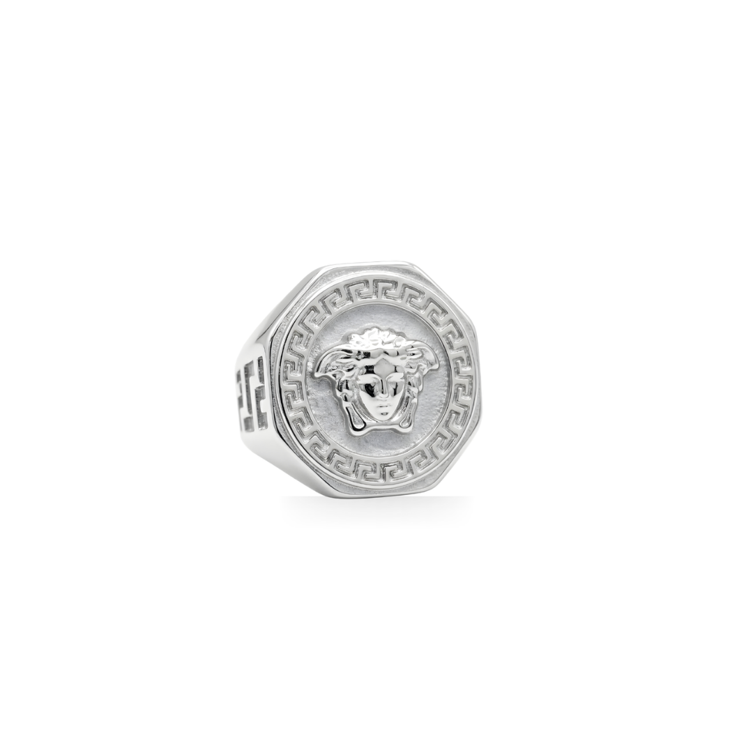 Silver Mythic Head Statement Ring – Bold Luxury Design for Men