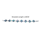 19CM Hawaiian Silver Abalone Shell Four-Leaf Clover 8-Charm Link Bracelet
