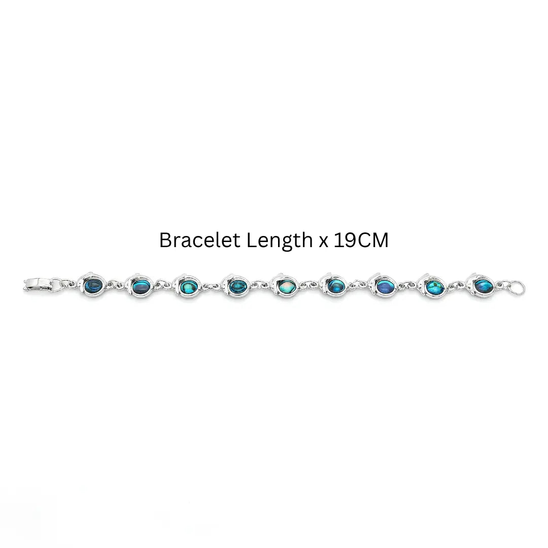 19CM Hawaiian Sterling Silver Abalone Dolphin Bracelet, Tarnish-Proof Ocean Jewelry