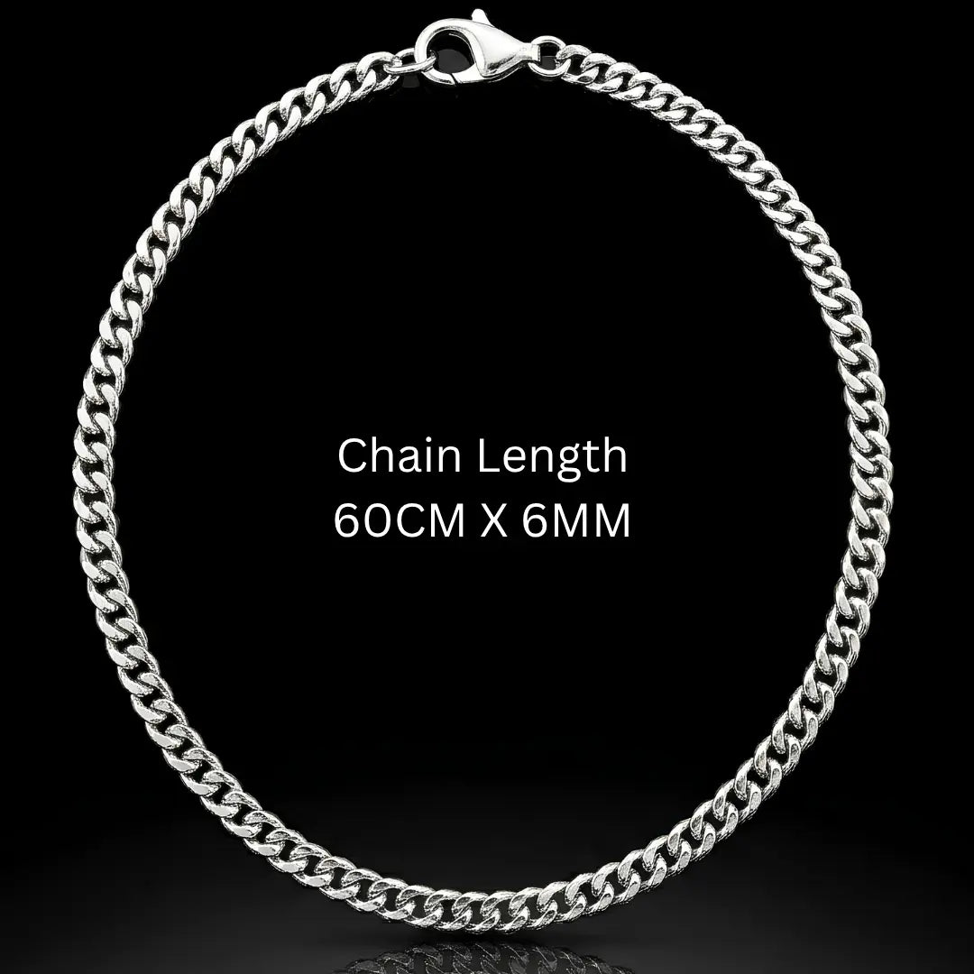 60CM x 6MM Silver Stainless Steel Curb Cuban Link Chain Necklace for Men/Women - Tarnish Proof