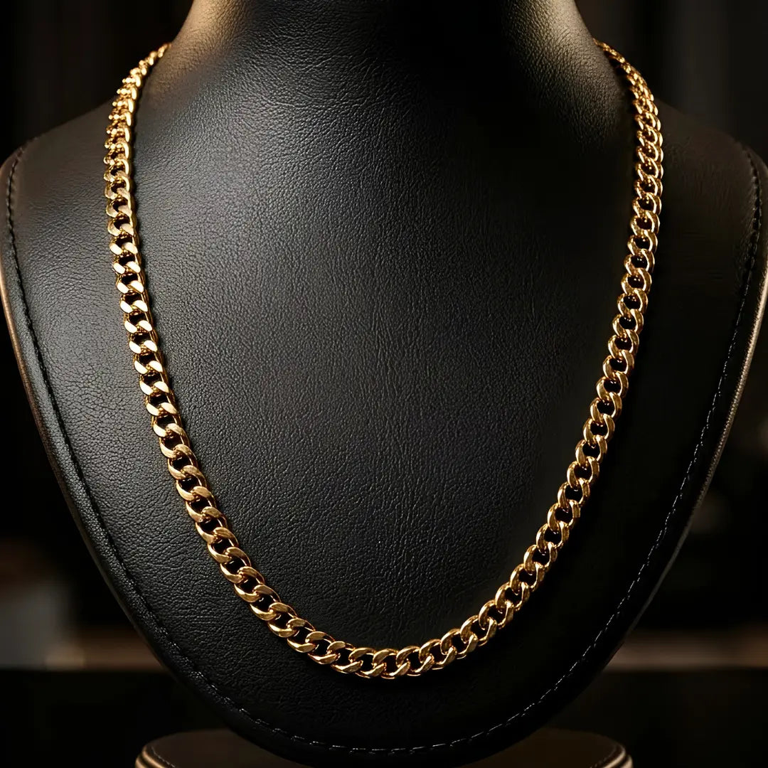 50CM x 5MM 18K Gold Filled Curb Chain Necklace – Tarnish-Proof Unisex Cuban Link