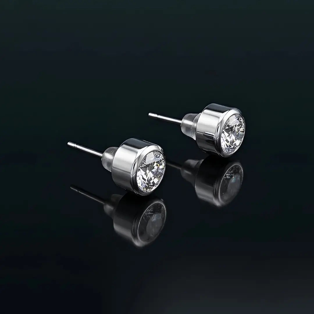 Sterling Silver Bezel Set Solitaire Stud Earrings for Women – Tarnish Proof CZ Earrings