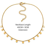 18K Gold Filled Disc Drop Choker Necklace – Tarnish-Proof Dangle Coin Charm Necklace