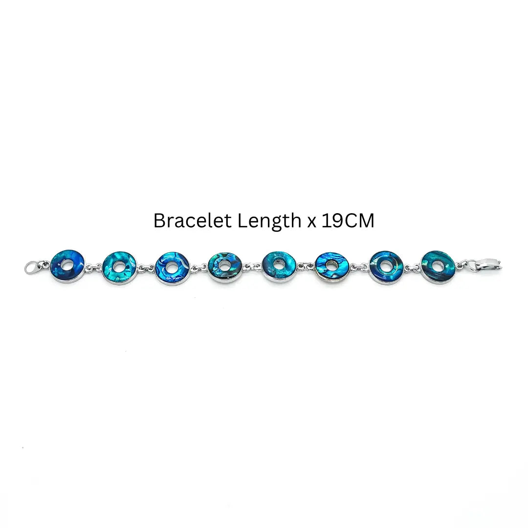 19CM Hawaiian Silver Abalone Shell 8-Charm Link Bracelet