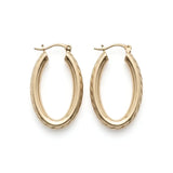 14K Gold Filled Hawaiian Chevron Carved Oval Hoop Earrings | Tarnish-Proof