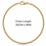 50CM x 2MM 18k Gold Filled  Unisex Belcher Chain Necklace - Tarnish Proof